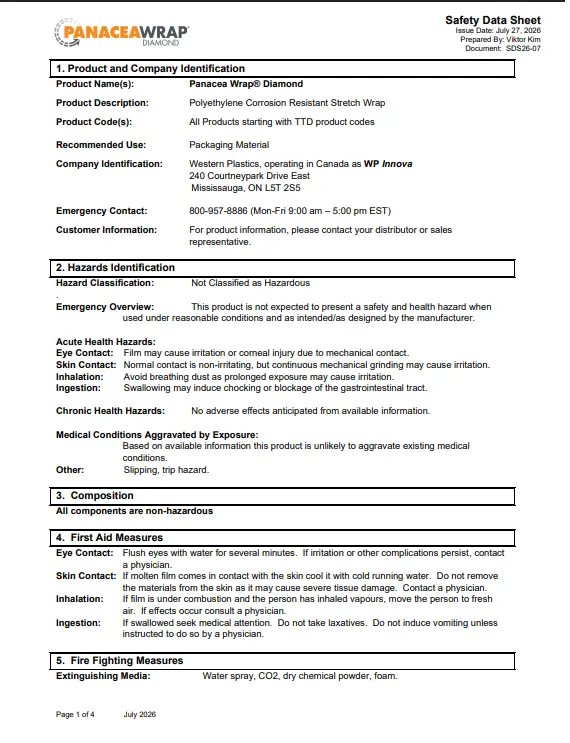 panacea-wrap-diamond Panacea Wrap Diamond Safety Info Sheet